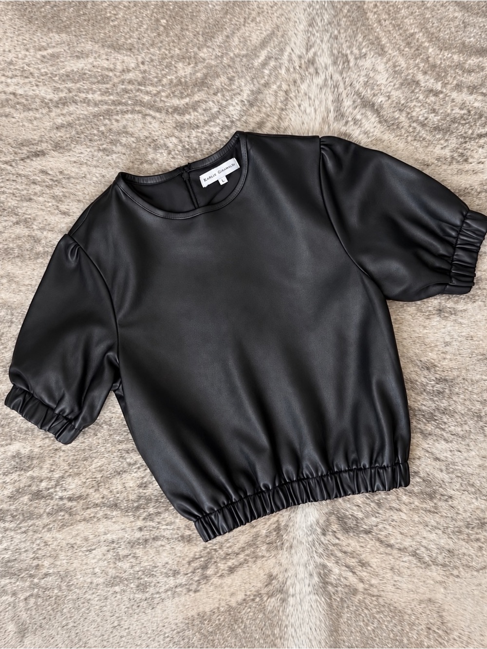 Karina Grimaldi Black Leather Top